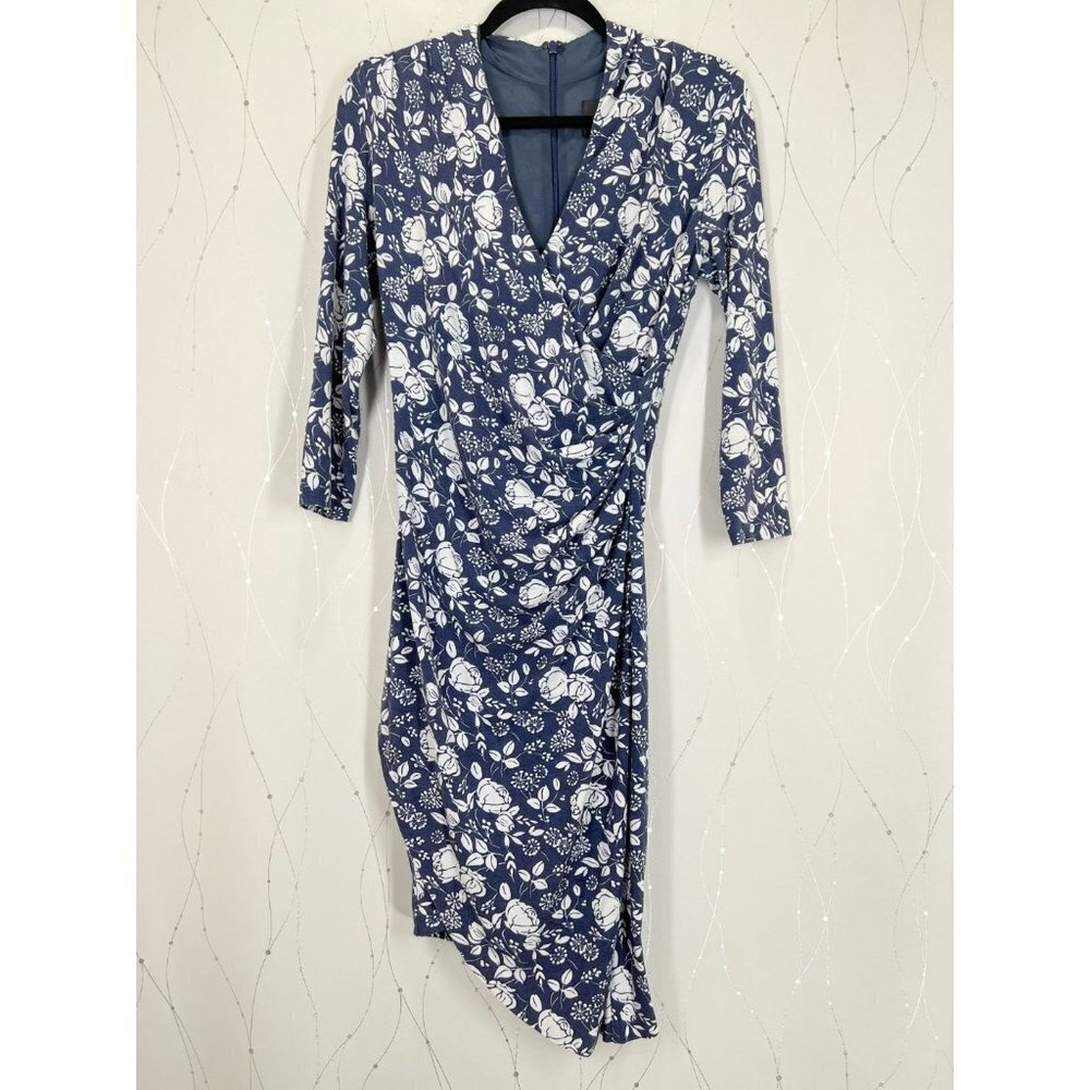 Nicole Miller Navy Blueprint Stefanie Midi Dress $295 - Picture 6 of 14